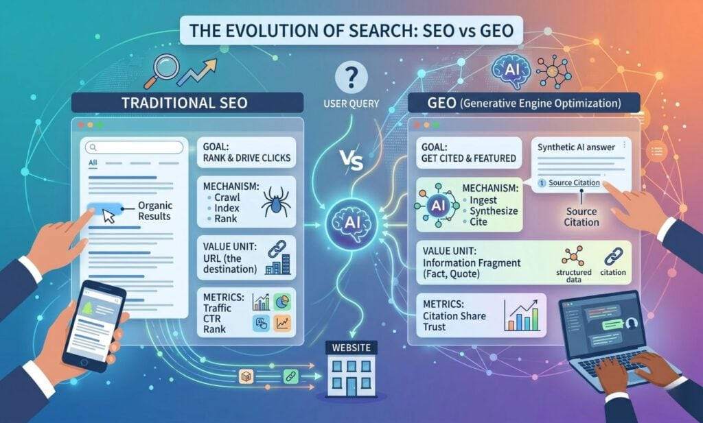 GEO vs SEO &mdash; &Pi;&omicron;&iota;&alpha; &eta; &Delta;&iota;&alpha;&phi;&omicron;&rho;ά;