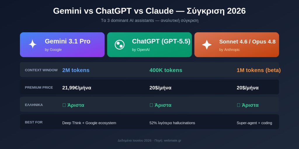 Google Gemini: Πλήρης Οδηγός - Web-Mate gemini comparison